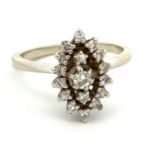 Diamond ring - round brilliant diamonds set in a marquise design in white gold