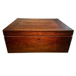 Late 18th Century sewing box with internal tray (missing dividers), pictorial inner lid, width 29cm,