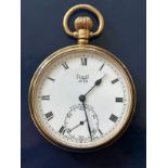 Limit no2 9ct gold open face pocket watch, 15 jewel, Dennison Eclipse, no 673038. Roman numeral hour