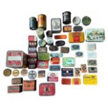 A collection of advertising tins, in mixed condition, to include Sure Shield Laxatives,, Bisto,