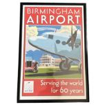 Birmingham Airport framed poster "Serving the World for sixty years", excellent in good plus clear