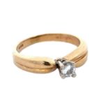 A 0.25ct diamond ring, hallmarked 14ct. Size K. Total weight 2.94.