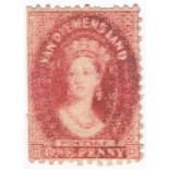 Australian States (Tasmania) – Tasmania 1863-71 QV 1d Dull Vermillion with Double Print Variety,