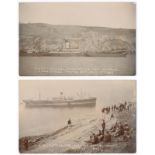 Portland, S.S. Patroclus Shipwreck, pair of photographic black and white postcards relating to the