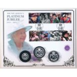 Great Britain – 2022 Queen Elizabeth II’s Platinum Jubilee Silver Proof 3-Coin Cover (6th Feb 2022).