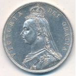Victoria 1887 Jubilee Head half crown, about uncirculated.