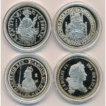 Range of four encapsulated replica silver proofs FDC, all hallmarked to the edge.