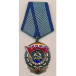 Russia - Soviet Order of Red Banner of Labour, on ribbon, awarded to 879347.