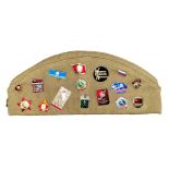 Soviet Beret with selection of Soviet Pin Badges attached, total quantity of badges 32.