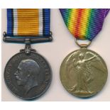 First World War – Stafford Ball - First World War British War Medal & Victory Medal pair awarded