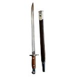 1907 Chromed Bayonet, single edged blade, marked 1907 11 18 Wilkinson to bottom of the blade,