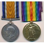 First World War – William H Hone – First World War British War Medal & Victory Medal pair awarded to