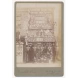 Boer War Photograph by Benedetti & Co of patriotic shop front in Lee (?) various banners and flags