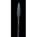 Zulu Assegai throwing spear, small slender leaf shaped spear tip and long stem
