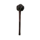 Lobed Tribal Fijian Ula Throwing Club : Ula Tavatava, segmented head with stepped bun-shaped