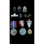 Small selection of Medals & Badges to include; 1939-45 Medal, Silver ARP badge (x2), Silver AFS