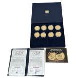 Cook Islands 2012 $1 Titanic commemorative gold-plated coins (7) with Jersey 2012 £5 gold-plated
