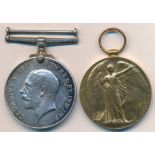 First World War – Reginald Cassey - First World War British War Medal & Victory Medal pair awarded