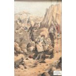 Boer War, framed print of a wounded Highlander in the Boer War, Victorian
