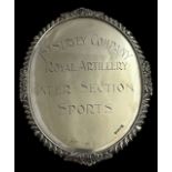 Royal Artillery commemorative EPNS plate / plaque, engraved to from ‘1st Survey Company Royal-