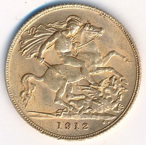 George V 1912 gold half sovereign fine. - Image 2 of 2