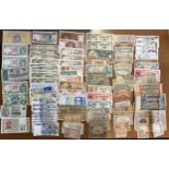 World banknote collection (93), in mixed condition with ranges from France, Ireland, Italy, Japan,