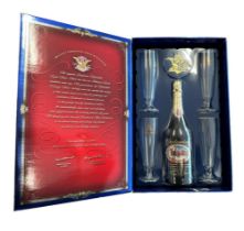 Budweiser Limited Edition Bottle (1999) commemorative box, large, corked champagne style bottle of