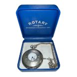 Rotary, Rotary 17 Jewels Incabloc silver Pocket Watch, Swiss Made, hallmarked to inside front,