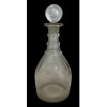 George III Triple Neck glass Decanter, tapering form with triple ring neck. Height 28cm.