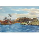 Peter Coate (British, 1926-2016) – ‘Cregannon Lake’, watercolour on paper landscape painting. Titled