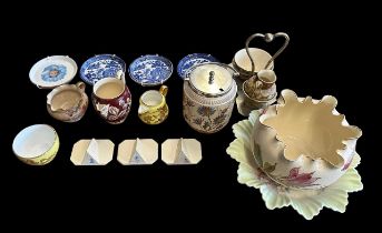 Selection of Taylor Tunnicliffe Ceramics to include small sugar bowl decorated with flowers, small