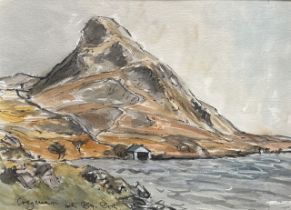 Peter Coate (British, 1926-2016) – Mountainous landscape scene, water colour on paper. With
