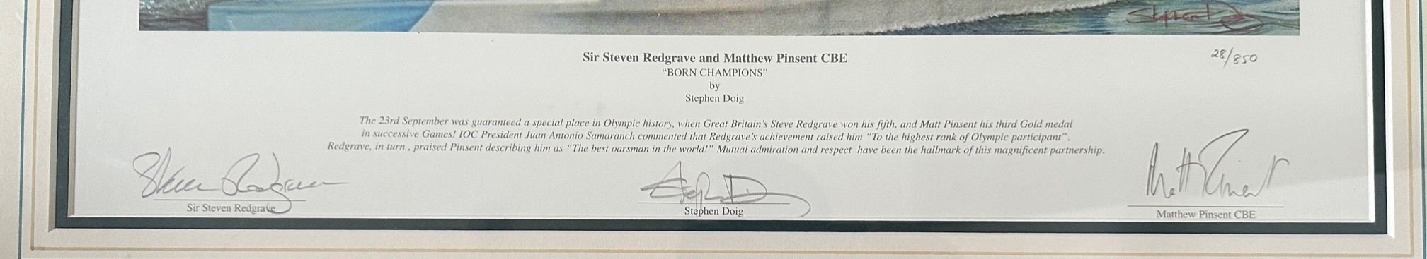 A signed "Born Champions" print. Signed by the artist Stephen Doig and Olympic gold medalists Sir - Image 3 of 4