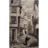 W Niven ‘Rue du Fort, Saumur.’ Original etching, framed and signed in pencil to lower right.