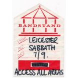 Black Sabbath back stage pass from De Montford Hall Leicester, 7th September 1989. issued to "The
