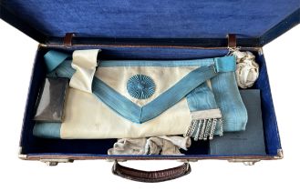 Freemasons Masonic leather apron, pair of white gloves, miniature copy of The Perfect Ceremonies