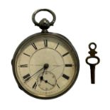 J. B. Yabsley silver pocket watch, white enamelled dial inscribed ‘J B Yabsley London’. Seconds dial