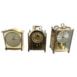 A trio of brass clocks - Kama (2) and Junghans, af.