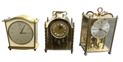 A trio of brass clocks - Kama (2) and Junghans, af.