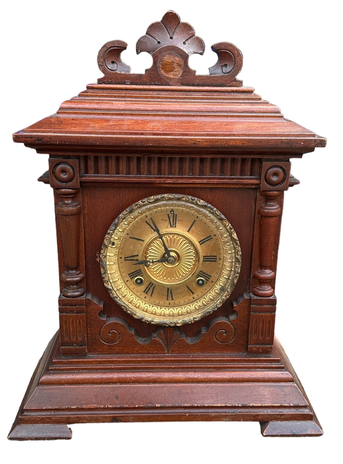 A collection of five wooden mantle clocks, with one Dutch clock by Franz Hermle, The "Greenwich" - Image 6 of 6