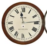 Victorian Ward Kensington wooden wall clock, 11.5” dial painted with Roman numerals, total