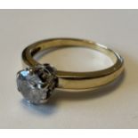 A diamond solitaire ring of approx 0.6ct. Clarity I2. Weight 2.88g. Unmarked gold but tests as 18ct.