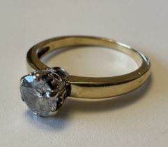 A diamond solitaire ring of approx 0.6ct. Clarity I2. Weight 2.88g. Unmarked gold but tests as 18ct.