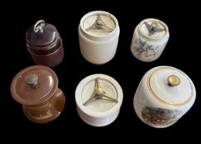 Taylor Tunnicliffe. A Collection five Taylor Tunnicliffe and one American Tobacco jars to include