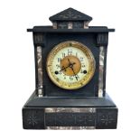 Slate mantel clock with "S F" to face, manufactured by United Clock CO. Limited of Birmingham.
