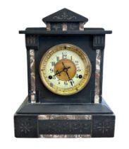 Slate mantel clock with "S F" to face, manufactured by United Clock CO. Limited of Birmingham.