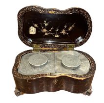 Oriental (likely Chinese) wooden decorative Tea Caddy with foliate and figural decoration to