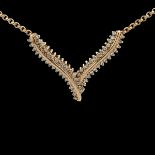 A diamond and 9ct gold wishbone necklace, Birmingham hallmarks. Weight 11.7g. Very good condition