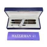 Waterman Paris, a pair of Waterman pens in Waterman Paris presentation box, brown, fountain and