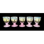 Set of 5 Coventry Cathedral porcelain egg cups.